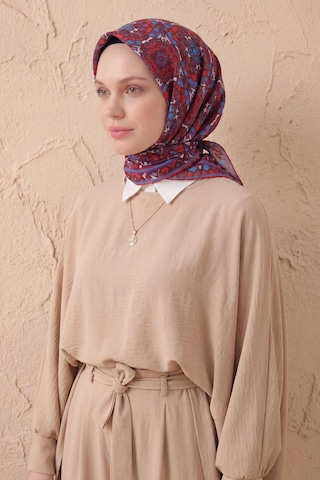 Silk Home Soft Eşarp Geometrik Bordo 90x90 Çok Renkli