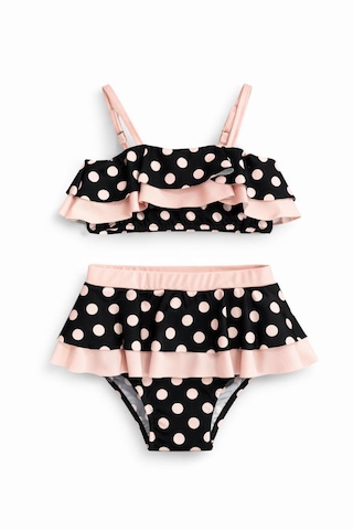 Nurbebe Puantiye Desenli Kız Çocuk Bikini Takımı Pembe