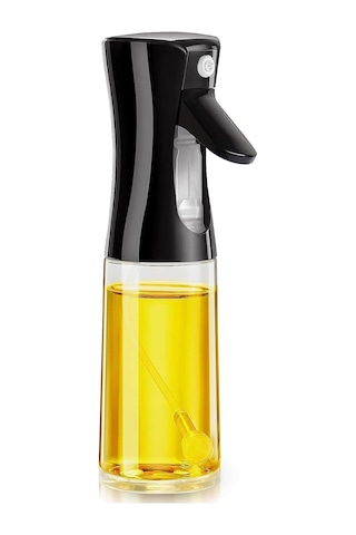 Sprey Yağdanlık,airfrey İçin Yağdanlık, Püskürtmeli Sprey Cam Şişe Zeytinyağı Sirke Yağ Püskürtücü 225 Ml Siyah