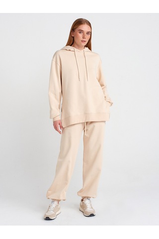 Dilvin 40401 Yanları Fermuarları Sweat- Açık Bej