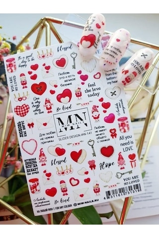 Nail Art Slider Stiker Kaktüs Ve Sukulent W141 Beyaz