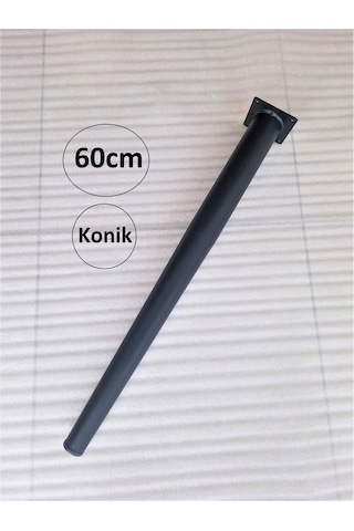 4 Adet-60cm Metal Konik Ayak-masa Ayağı-siyah Renk Çap: 5,1cm
