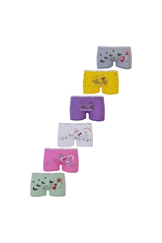 Tutku Iç Giyim 6Lı Kız Çocuk Renkli Likralı Pamuk Boxer Külot