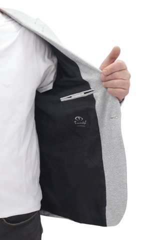 Twenhil Dmctekstil Erkek Ckt-203 Desenli İtalyan Kesim Dar Kalıp Tek Düğme Blazer Ceket Gri