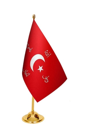 Masa Üstü İttihat ve Terakki Bayrağı + Pirinç Direk Masa Bayrak S