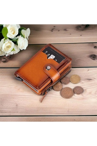 Toyigoo Toyigoo Rodos Hakiki Deri, El Yapımı, Pop-up Kartlık Cüzdan, Gölgeli Taba