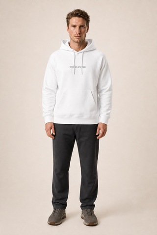 Redline Kitell Yeni Sezon Erkek Regular Fit Pamuklu Kapüşonlu Sweatshirt Beyaz