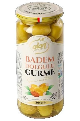 Alan Badem Dolgulu Yeşil Zeytin Gurme Cam 265 G