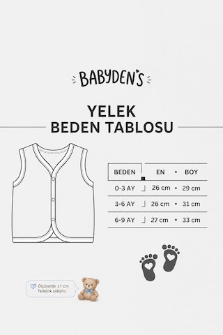 Babyden's 3'lü Bebek Yeleği %100 Pamuk Çıtçıtlı Mevsimlik Yenidoğan Bebek Yelek Seti Safari Baskılı Unisex 0-9 Ay Çok Renkli
