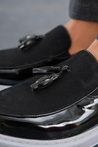 Roof Atelier Erkek Siyah Rugan Püsküllü Loafer Ayakkabı - 002 - Rbt Loafer Verniciata Siyah