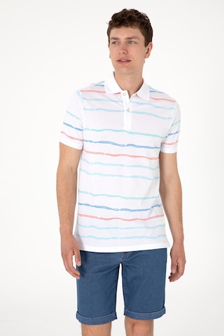 U.S. Polo Assn. Erkek Regular Fit Polo Yaka Beyaz Çizgili Tişört 50299642-VR013