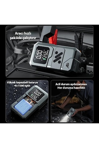 Ally St-9654 Taşınabilir Göstergeli Araç Lastik Şişirme Ve Starter Akü Takviye Seti- 5775
