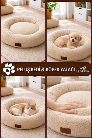 Peluş Kedi Ve Köpek Yatağı 52 Cm Yıkanabilir Pofuduk Yumuşak Doku Simit Kedi Köpek Yatağı 1 Adet Peluş Kedi Ve Köpek Yatağı 52 Cm Yıkanabilir Pofuduk Yumuşak Doku Simit Kedi Köpek Yatağı 1 Adet