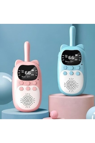 Jokmae Çocuklar İçin 3km Menzilli Kablosuz Telsiz Seti - Usb Şarjlı, Gece Aydınlatmalı, Aile İletişimi İçin Pembe-mavi İkili Paket