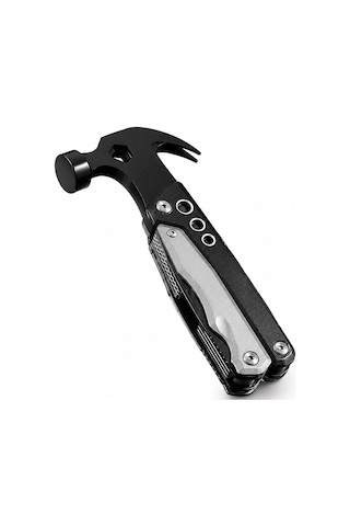 Fukuoka Çok Amaçlı Katlanabilir Çekiç Ve Pense Outdoor Kamp Multitool Siyah Gümüş