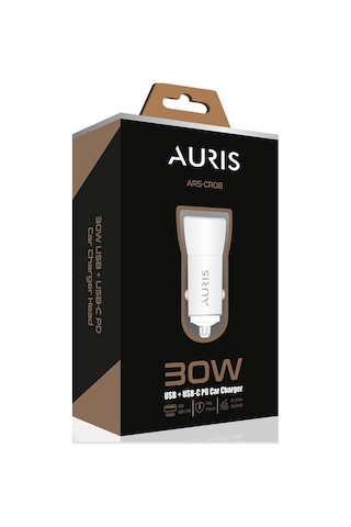 Auris CR08 30 W PD Yüksek Hızlı Oto Çakmaklık Araç Şarj Cihazı