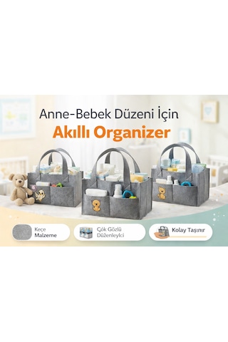 Figürlü Keçe Anne Bebek Bakım Çantası Yenidoğan İçin Organizer Taşınabilir Düzenleyici Zürafa