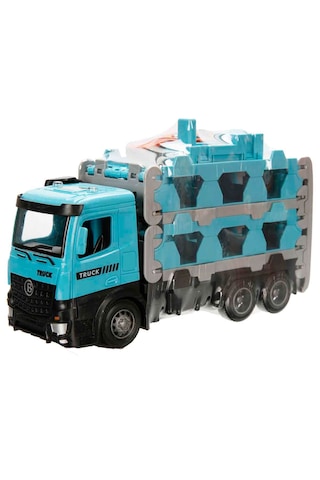 Maxx Wheels Sürtmeli Taşıyıcı Kamyon Fırlatıcılı Araçlı Açılıp Kapanabilen Taşıyıcı Tır Mavi