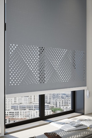 Lazer Kesim Mat Stor Perde, Lazer Kesimli Modern Serisi, M-3004 Antrasit Renk Antrasit