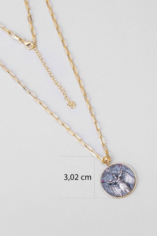 Hera 18 Ayar Sarı Altın Kaplama 60 Cm Gümüş Madalyon Kolye