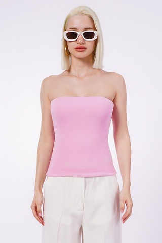 Seeh Pembe Straplez Basic Kadın Bluz Sh247 Standart