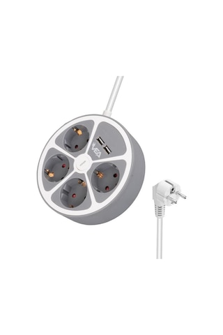 Vea Ve-g604yu Yuvarlak Grup Priz 4'lü 2 Usb Girişli 1.5 Metre Anahtarlı 1,5 m