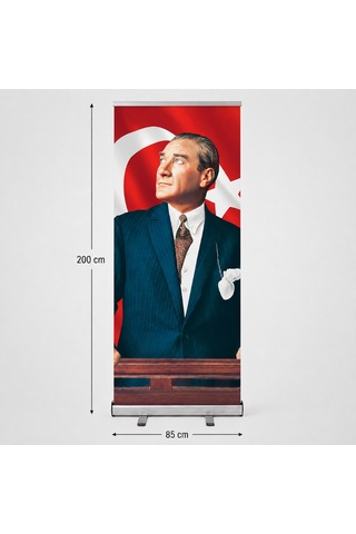 Atatürk Poster Baskılı Roll Up Banner 85x200cm No:1 Diğer
