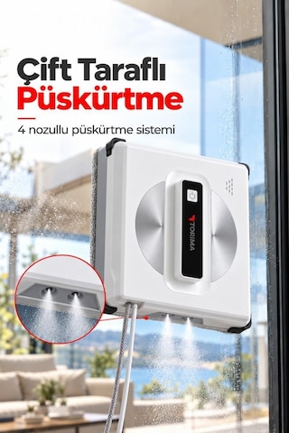 Torima S13 Çift Yönlü Su Püskürtmeli Uzaktan Kumandalı Cam Temizleme Robotu Beyaz