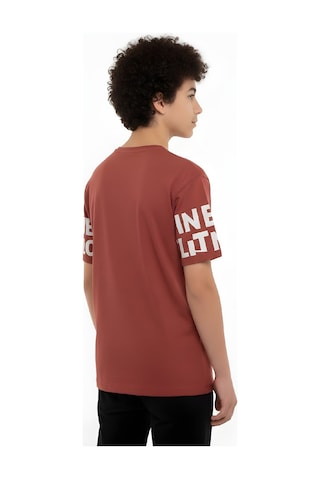 Modanino Erkek Çocuk T-shirt--geniş Kalıp-yazı Baskılı-12-16 Yaş 12527 Açık Kahverengi