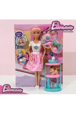 Elonna Hareketli Eklemli Oyuncak Bebek Ve Büyük Aksesuar Seti 30 Cm - Meslekler Serisi Pet Shop