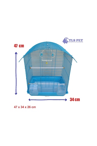 Tls Pet Muhabbet Kuşu Kafesi İki Kapılı Renkli 47 x 34 x 26 Cm