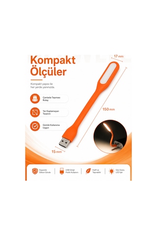 Esnek Usb Led Lamba Powerbank Laptop Ve Pc İçin Taşınabilir Gece Lambası Ve Kitap Okuma Işığı 5 Farklı Renk Seçeneği Mavi Kırmızı Turuncu