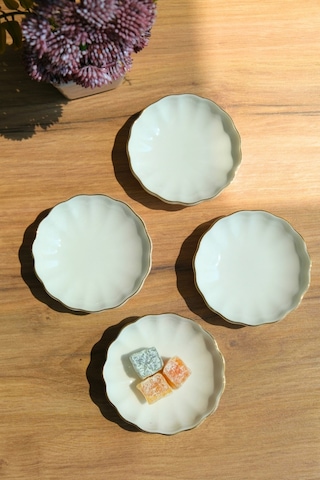 Kütahya Porselen Bone Luz Kase Altın File 4 Parça 8cm Bnlzf08kss220 Ekru