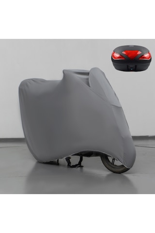 Yuki Yıldız 130 Çantalı Gri Kumaş Motosiklet Branda Motor Penye Branda