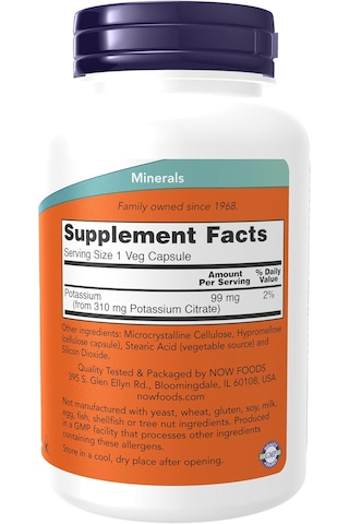 Now Potassium Potasyum Citrate Electrolyte Balance And Normal Ph