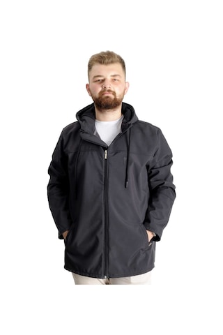 Mode Xl Büyük Beden Softshell Waterproff Kapüşonlu Mont 21235 Antrasit 001