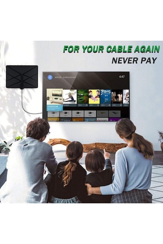 Xindoker 4k İç Mekan Dijital Tv Anteni, 1080p Hd Kalite, Geniş Alıcı Menzili, 25db Amplifikatörlü, 3m Kablo