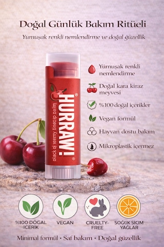 Hurraw Moon + Black Cherry Dudak Balm Seti 2 Li Gece Onarıcı & Doğal Renkli Dudak Bakımı % 100 Doğal