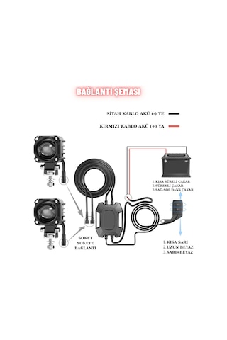 Motosiklet Led Sis Farı Seti Çift Renk Tüm Montaj Aparatları Ve Kablo Set İle Kolay Montaj 12-24v