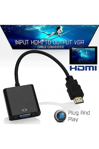 Hdmı To Vga Dişi Çevirici Adaptör Görüntü Aktarma Çevirici