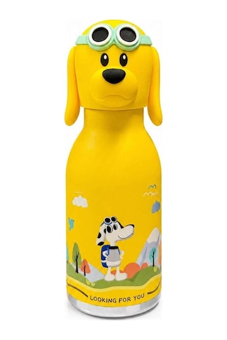 Koı Sarı Köpek 500 Ml Paslanmaz Çelik-pipetli Çocuk Termosu Ve Suluk Sarı Sarı