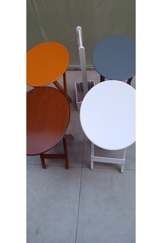 Çanta Zigon Sehpa Oval Dörtlü Model Ahşap Mdf Gri,ceviz,beyaz Ve Hardal Renk Uyumu El Yapımı