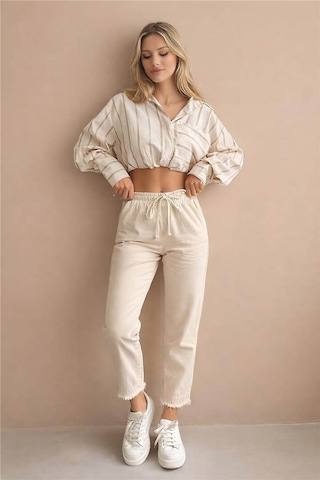 Fashion Friends Paçası Püsküllü Kadın Pantolon 26y0391k1 Taş