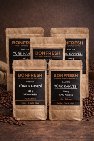 Bonfresh Türk Kahvesi - Brazil 17/18 - %100 Arabica - 100gr 5 Li Paket 5x100gr İnce Öğütülmüş