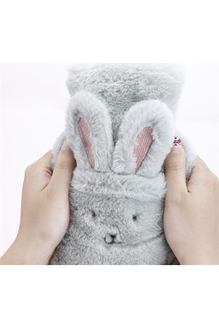 Peluş Sıcak Su Torbası Karikatür Tavşan Yıkama Sıcak Su Şişesi Yeşil