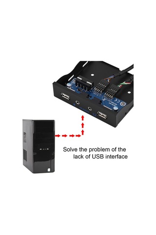 Shineyee 3.5" Boş Floppy Bölgesi İçin Usb 2.0 2 Port + Hd Ses/mikrofon Ön Paneli, Metal Yapı, Hızlı Şarj Ve Veri Transferi