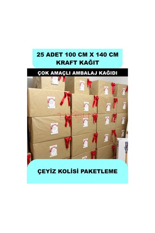 25 Adet 100cm X 140cm 100 Gr. Kraft Ambalaj Kağıdı, Çeyiz Ev Eşyası Hediye Ürün Paketleme, Çocuk Etkinlikleri