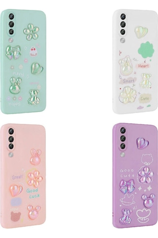 Mobilteam Galaxy Uyumlu A70 Kılıf Kabartma Figürlü Parlak Toys Silikon Kapak - Açık Yeşil Açik Yeşil