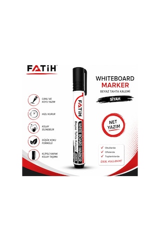 Fatih Beyaz Tahta Kalemi Siyah Whiteboard Marker Silinebilir Hızlı Kuruyan 1 Adet