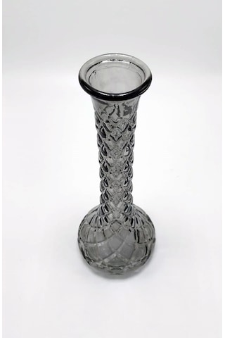 El Yapımı Antrasit Renk Baklava Model Cam Karanfillik 25cm